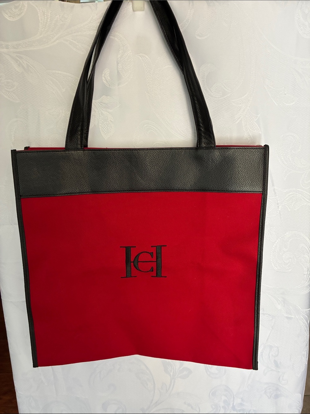 Carolina Herrera /Good Girl  Canvas Tote with Black Trim and Monogram
